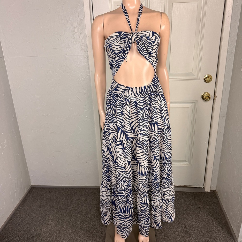 NEW Lemlem Women's Palm Leaf Dress M Boho Maxi Cut out Beach Cover EE21